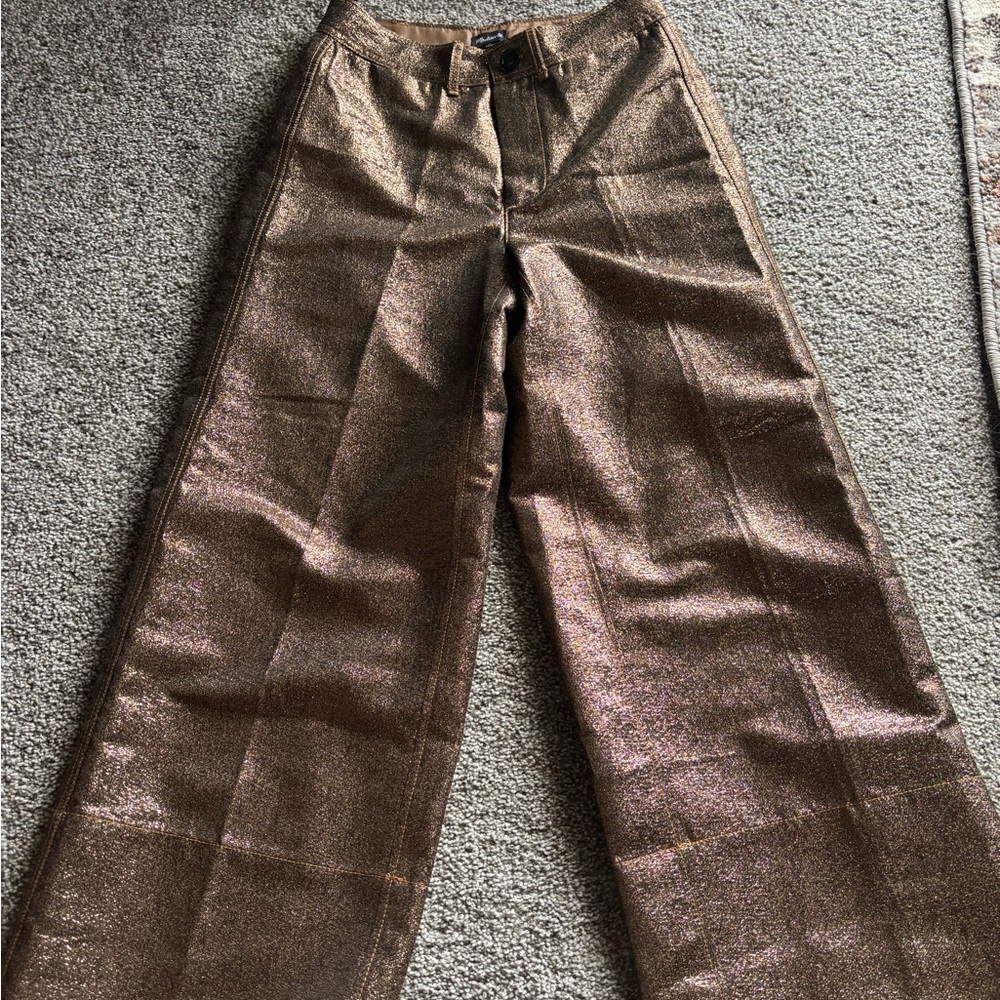 Madewell Metallic Bronze Cropped Pants - Picture 6 of 8